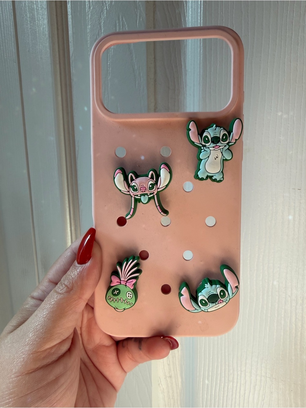 Pink Cartoon Silicone Phone Case with Decorative Charms